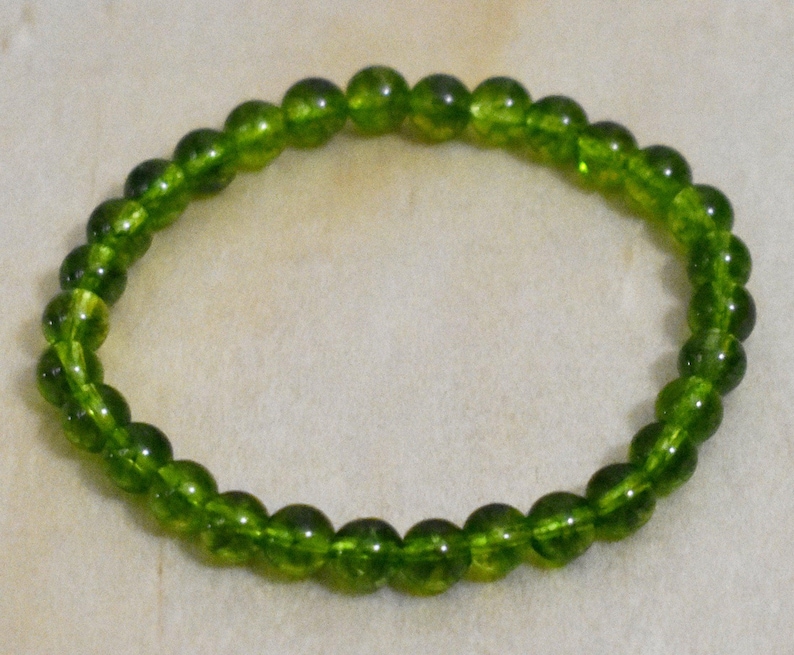 6mm Peridot Bracelet, August Birthstone, Gemstone Jewelry image 2