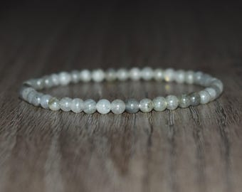 4mm Labradorite Bracelet, Natural Crystal Bead Bracelet, Layering Jewelry