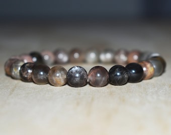8mm Black Moonstone Bracelet, Gemstone Meditation, Yoga Bracelet