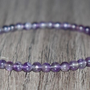 4mm Amethyst Beaded Bracelet, Natural Crystal Jewelry image 3