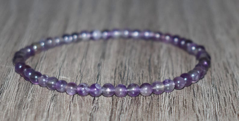 4mm Amethyst Beaded Bracelet, Natural Crystal Jewelry image 3