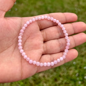 Rose Quartz Bracelet, 4mm Rose Quartz Jewelry, Heal Crystal Bracelet, Healing Beaded Bracelet, Protection Bead Bracelet, Heal Bracelet image 9