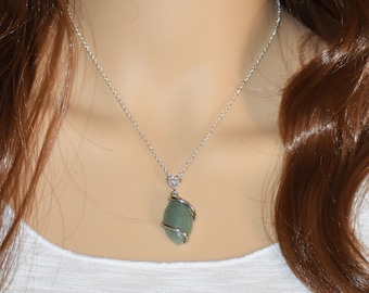 Blue Aventurine Clear Quartz gemstone Necklace lot 925 Sterling Silver jewelry Blue Aventurine Clear Quartz gemstone Necklace lot 925 Sterling Silver jewelry