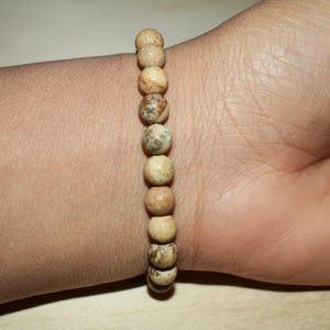 6mm Picture Jasper Bracelet, Natural Crystal Stone, Meditation Jewelry