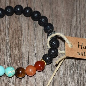 Bracelet en pierre de lave 7 chakras, diffuseur d'huiles essentielles, unisexe image 4