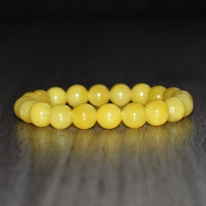 10mm Yellow Jade Bracelet, Natural Gemstone Beaded Bracelet