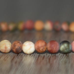 4mm Matte Picasso Jasper Bracelet • Minimal Unisex Stretch Beads • Custom Size image 11