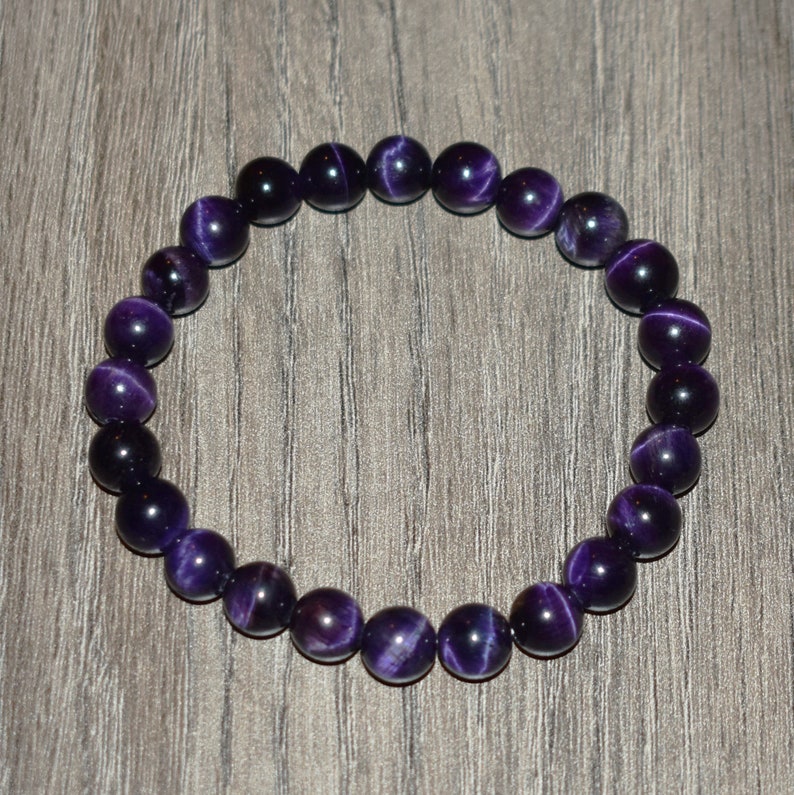 Genuine Purple Tiger Eye Bracelet Chakra Bracelet Gemstone - Etsy