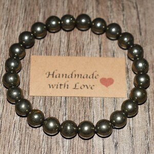 Natural Pyrite Gemstone Bracelet, Custom Wrist Size image 9