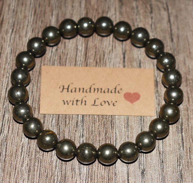 Natural Pyrite Gemstone Bracelet, Custom Wrist Size image 9