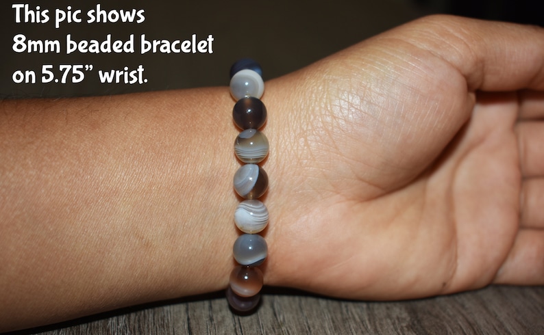 8mm Botswana Agate Bracelet, Mens Bracelet, Women Bracelet, Botswana Sardonyx Bracelet, Gemstone Bracelet, Crystal Bracelet, Yoga image 2