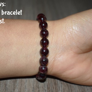 8mm Garnet Bracelet for Men, Women Bracelet, Garnet Jewelry, Beaded Bracelet, Gift for Him, Crystal Bracelet, January Birthday Gift image 2