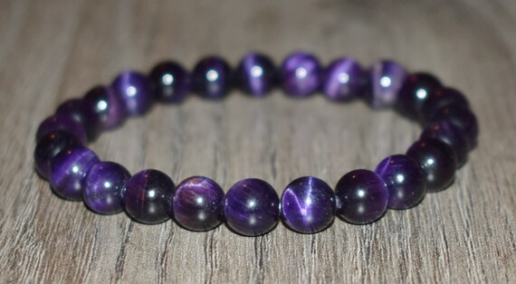 Genuine Purple Tiger Eye Bracelet Chakra Bracelet Gemstone