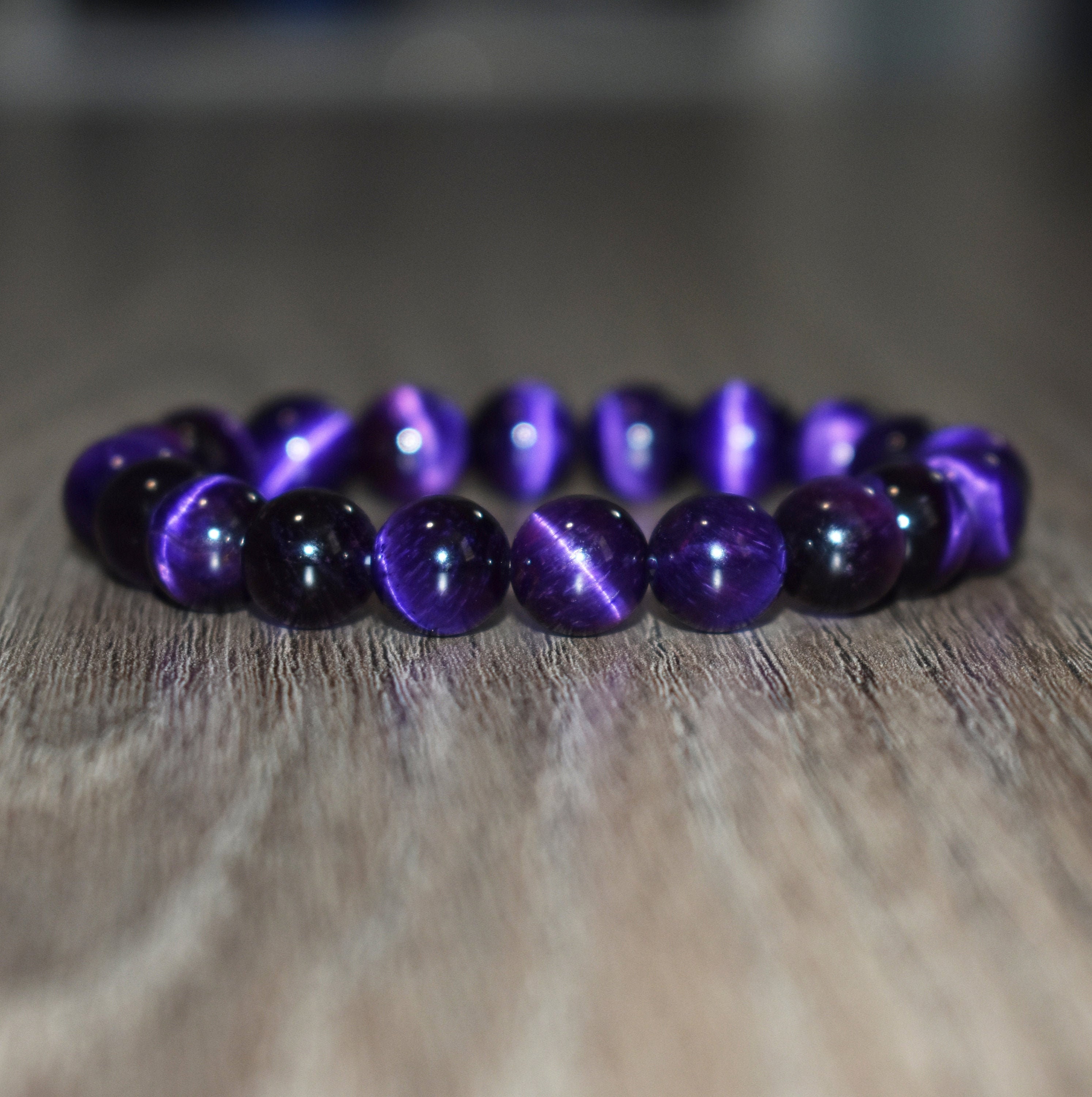 10mm Purple Tiger Eye Bracelet Healing Crystal Bracelet Bracelet