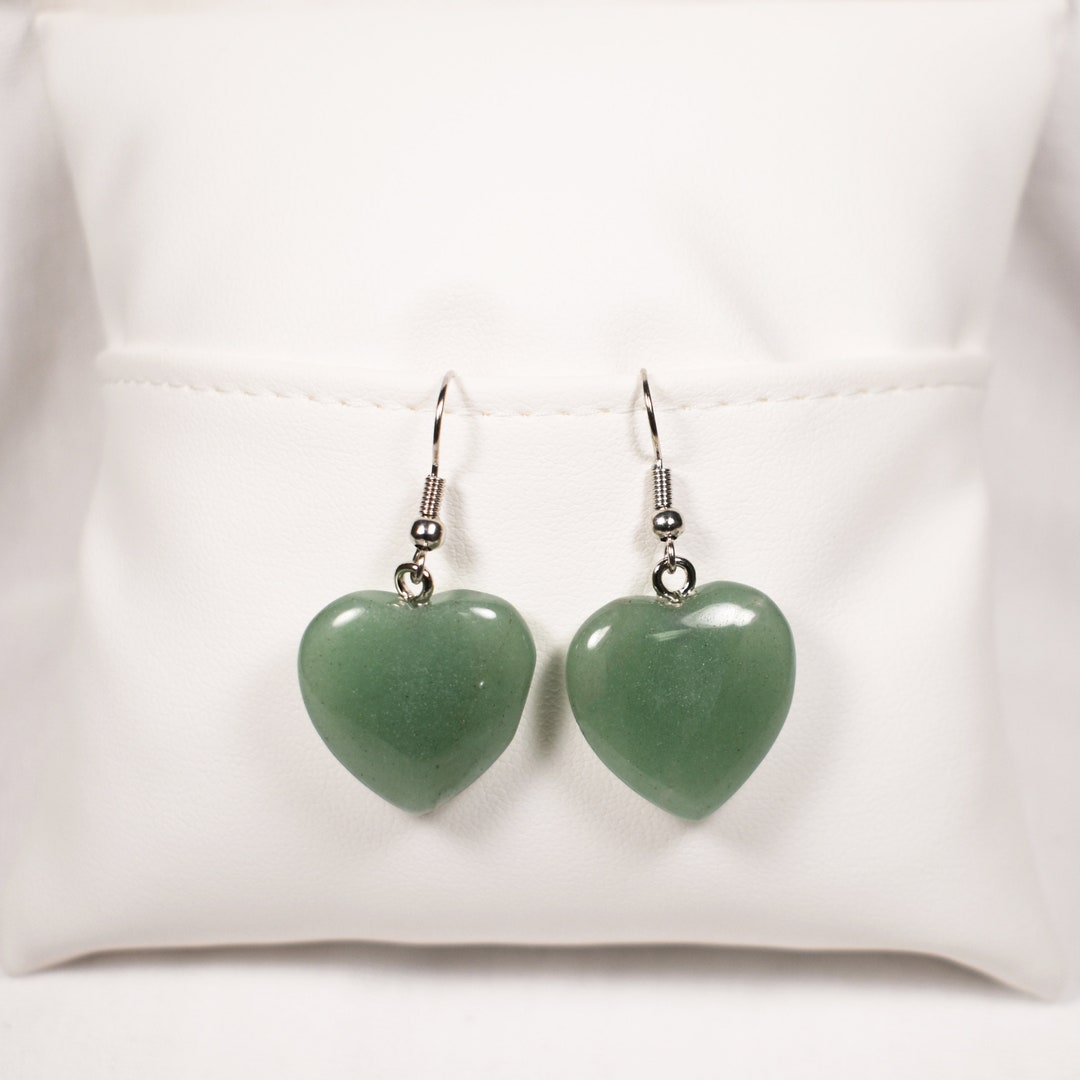 Natural Green Aventurine Earrings Heart Chakra Earrings - Etsy