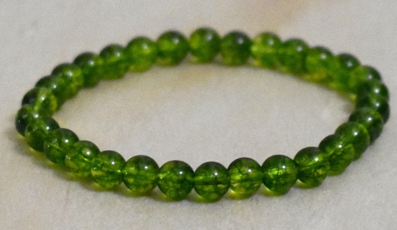 6mm Peridot Bracelet, August Birthstone, Gemstone Jewelry image 3