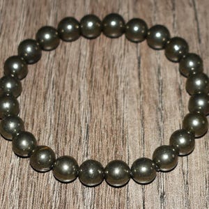 Natural Pyrite Gemstone Bracelet, Custom Wrist Size image 2