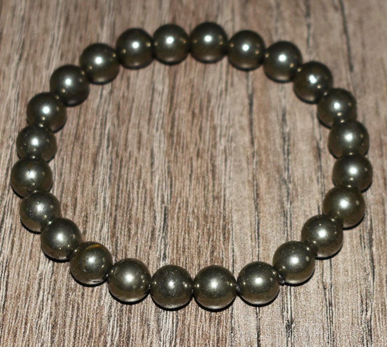 Natural Pyrite Gemstone Bracelet, Custom Wrist Size image 2
