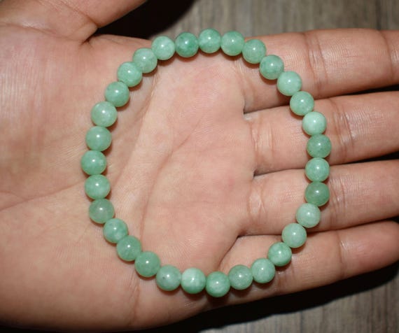 6mm Jade Bracelet, Green Jadeite Bracelet, Burmese Jade Bracelet, Green Bracelet for Women, Natural Crystal Men Bracelet, Gemstone Bracelet