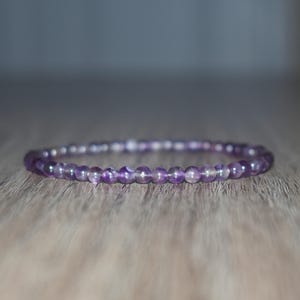4mm Amethyst Beaded Bracelet, Natural Crystal Jewelry