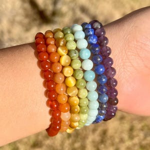 7 Chakra Beaded Bracelet Set 6mm – Unisex Gemstone Jewelry for Layering, Wrist Mala Gift