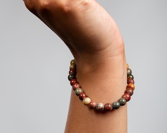 6mm Picasso Jasper Bracelet, Natural Crystal Beaded Bracelet