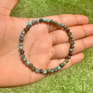 4mm African Turquoise Jasper Bracelet, Personal Growth Gemstone Jewelry, Dainty Beaded Gift Men Women image 14