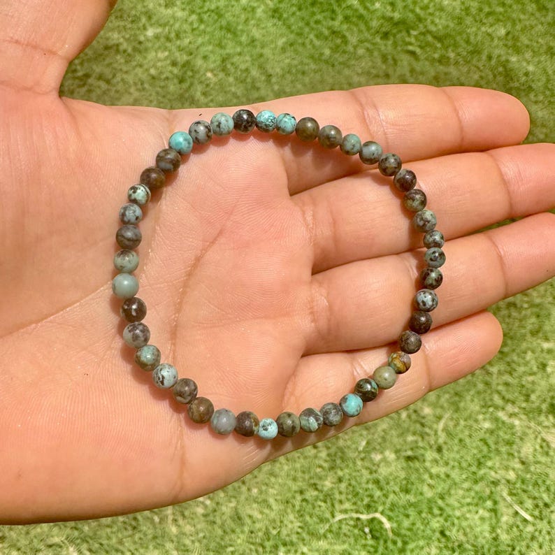 4mm African Turquoise Jasper Bracelet, Personal Growth Gemstone Jewelry, Dainty Beaded Gift Men Women image 14