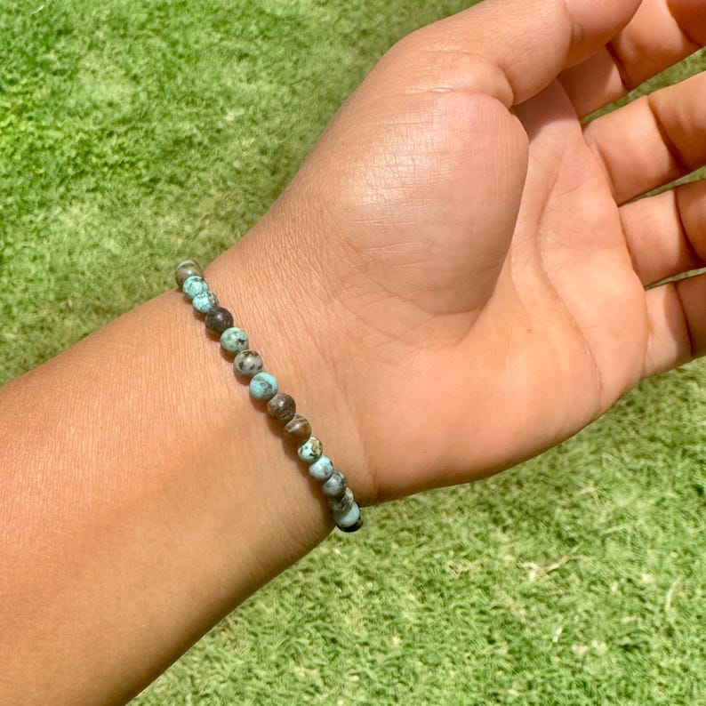 4mm African Turquoise Jasper Bracelet, Personal Growth Gemstone Jewelry, Dainty Beaded Gift Men Women image 17