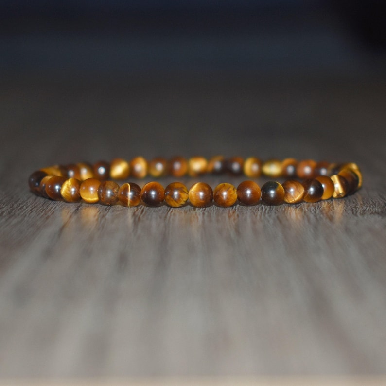 4mm Tiger Eye Bracelet • Natural Gemstone Jewelry • Everyday Gift for Men & Women image 1