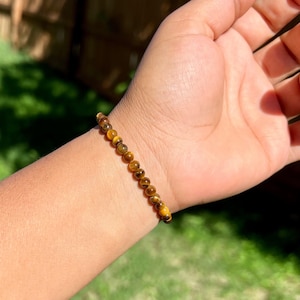 4mm Tiger Eye Bracelet • Natural Gemstone Jewelry • Everyday Gift for Men & Women image 2