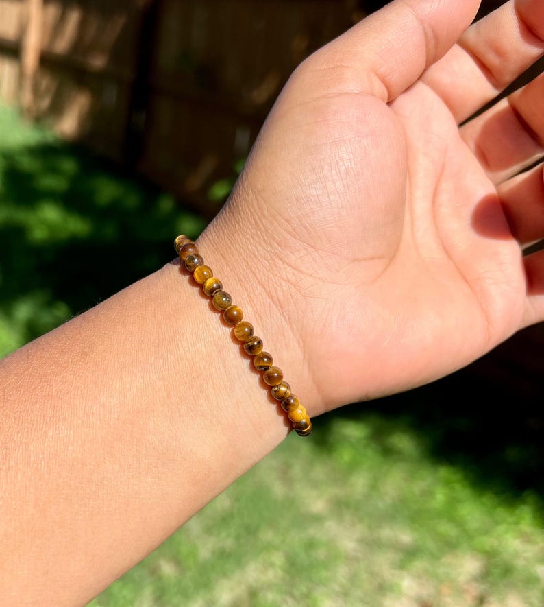 4mm Tiger Eye Bracelet • Natural Gemstone Jewelry • Everyday Gift for Men & Women image 2
