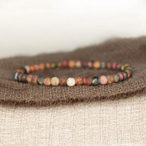 4mm Matte Picasso Jasper Bracelet • Minimal Unisex Stretch Beads • Custom Size image 9