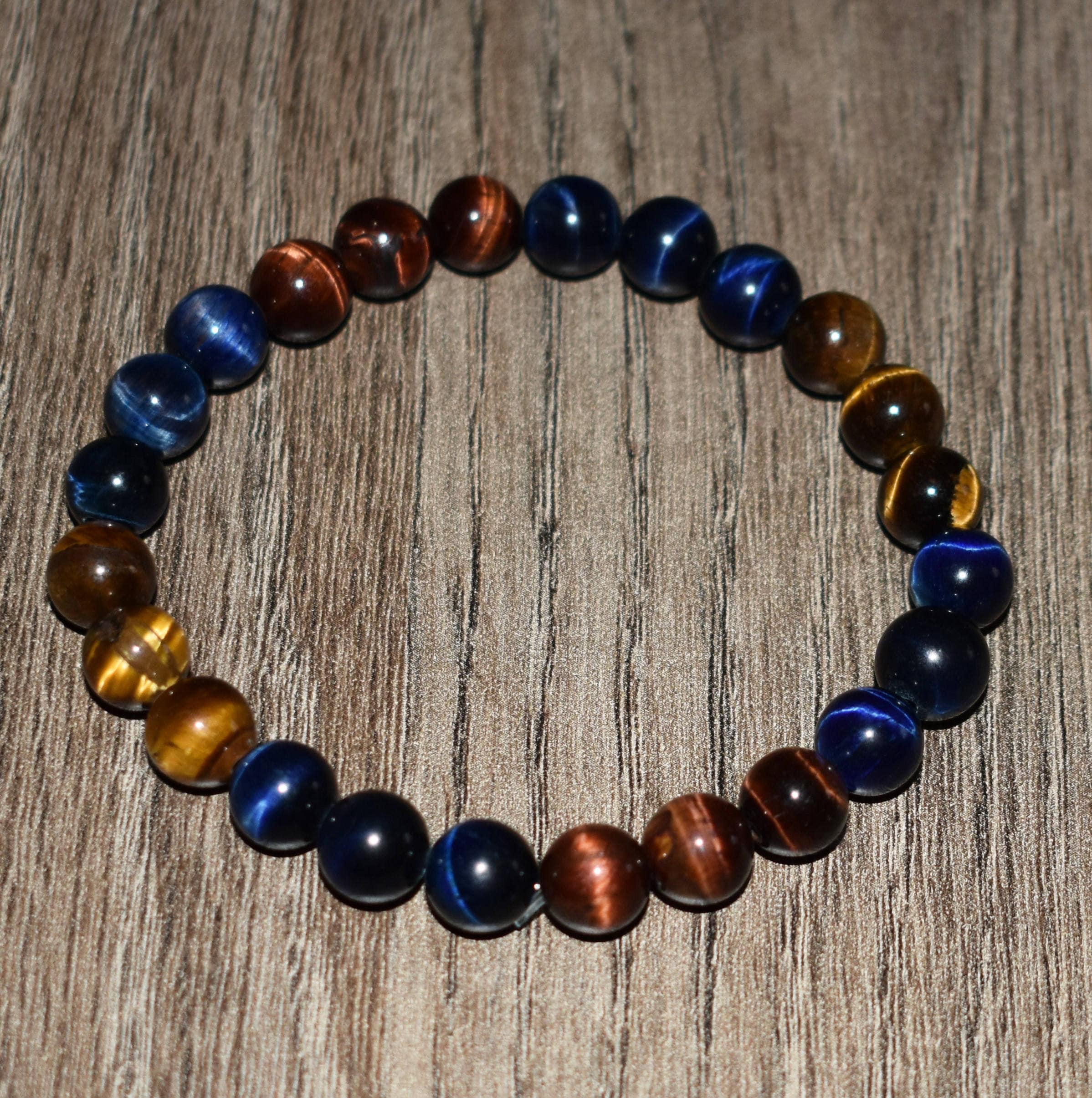 Men's Steel Art Black Lava And Brown Tiger Eye Beads Beaded Bracelet (8.5)  : Target