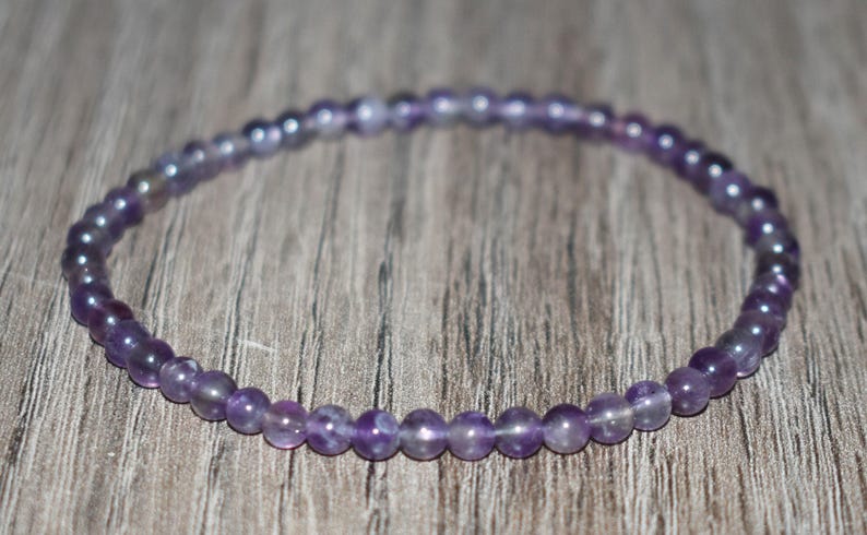 4mm Amethyst Beaded Bracelet, Natural Crystal Jewelry image 9