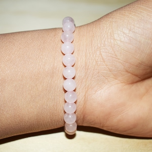 6mm Rose Quartz Bracelet for Women, Pink Crystal Bracelet, Yoga Bracelet, Gift for her, Beaded Bracelet, Gemstone Bracelet, Crystal Jewelry