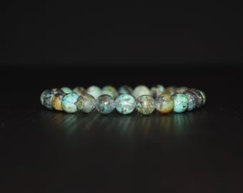 Matte African Turquoise Jasper Bracelet, Natural Stone Beads