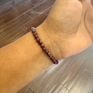 4mm Faceted Ruby Bracelet, Minimalist Gemstone, Crystal Healing image 2