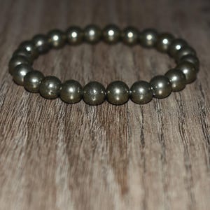 Natural Pyrite Gemstone Bracelet, Custom Wrist Size image 1