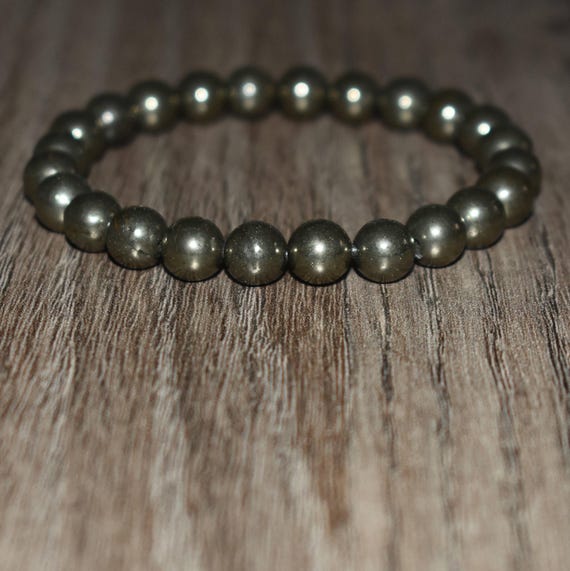Natural Pyrite Gemstone Bracelet, Custom Wrist Size
