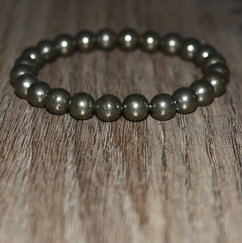 Natural Pyrite Gemstone Bracelet, Custom Wrist Size image 1