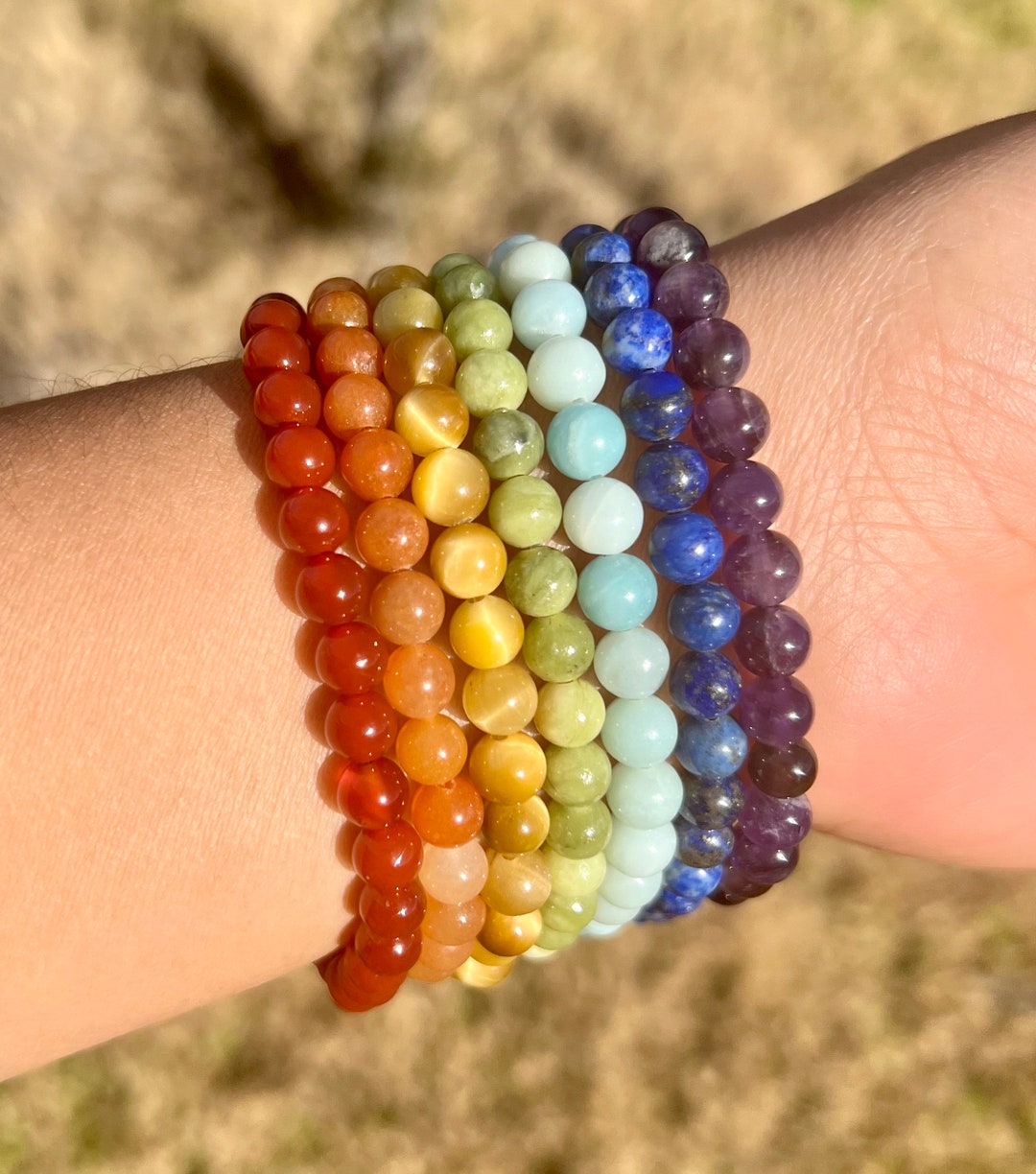 7 Chakra Bracelet Set, Gemstone Beaded Bracelet, Healing Crystal