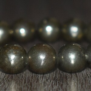 10mm Pyrite Bracelet, Natural Crystal Gemstone, Unisex Yoga Gift image 4
