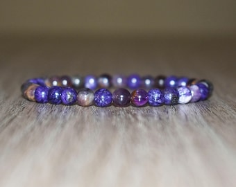 6mm Charoite Beaded Bracelet – Purple Gemstone Jewelry for Men and Women, Love Gift