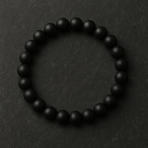 Matte Black Onyx Bracelet - Bold, Grounding Beaded Gemstone Bracelet for Him image 4