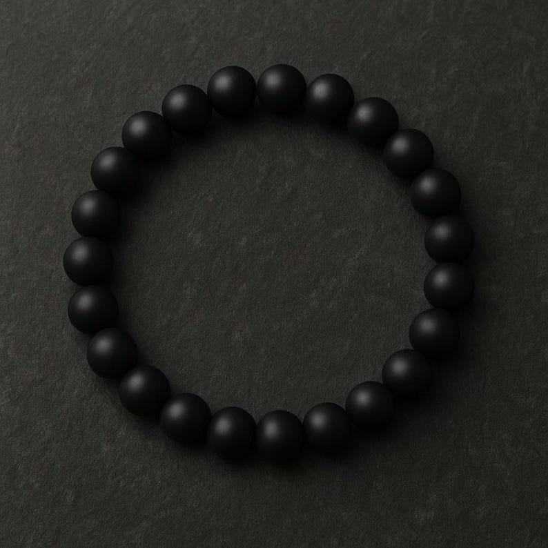 Matte Black Onyx Bracelet - Bold, Grounding Beaded Gemstone Bracelet for Him image 4