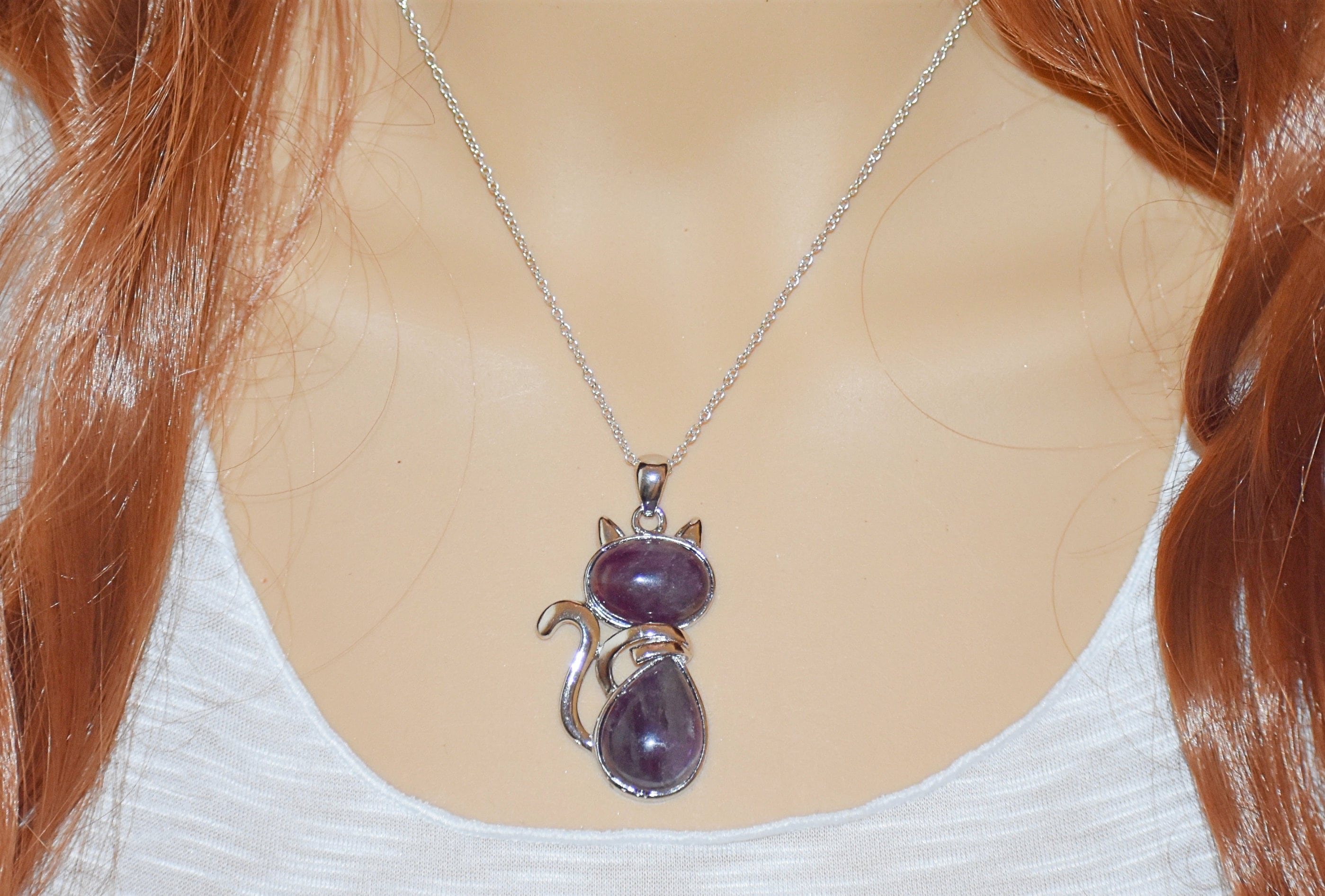 Amethyst cat necklace deals