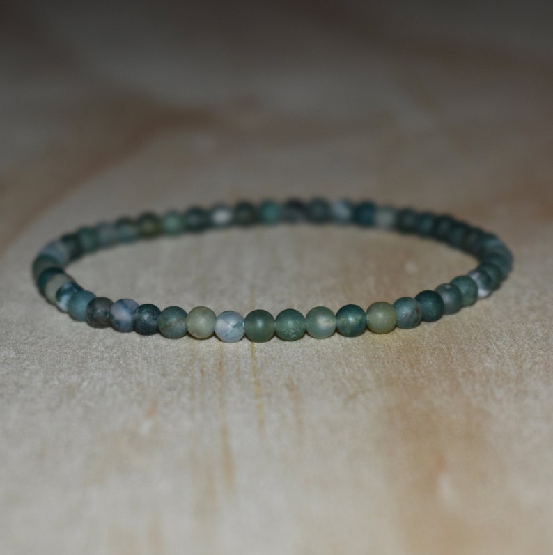4mm Matte Moss Agate Bracelet Natural Moss Agate Bracelets | Etsy