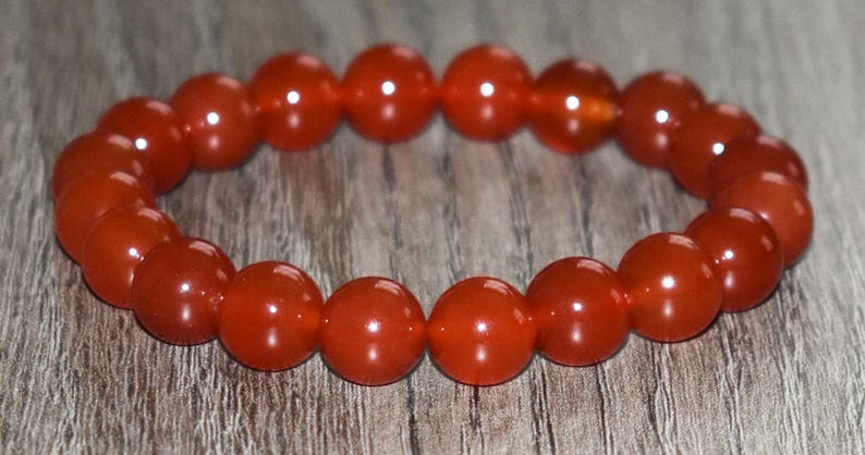 10mm Red Carnelian Bracelet, Natural Crystal Gemstone, Root Chakra Mala image 3