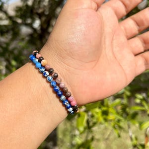 4mm Rhodonite Bracelet, Natural Gemstone, Positive Energy image 3